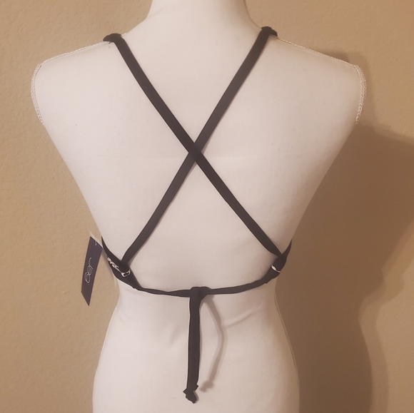 Jag Black Noir High Neck Bra/ Bikini Halter Top Criss-Cross Strap Back S… - Picture 6 of 10